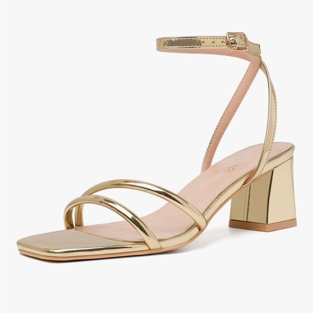 Elegant Gold Ankle Strap Heels